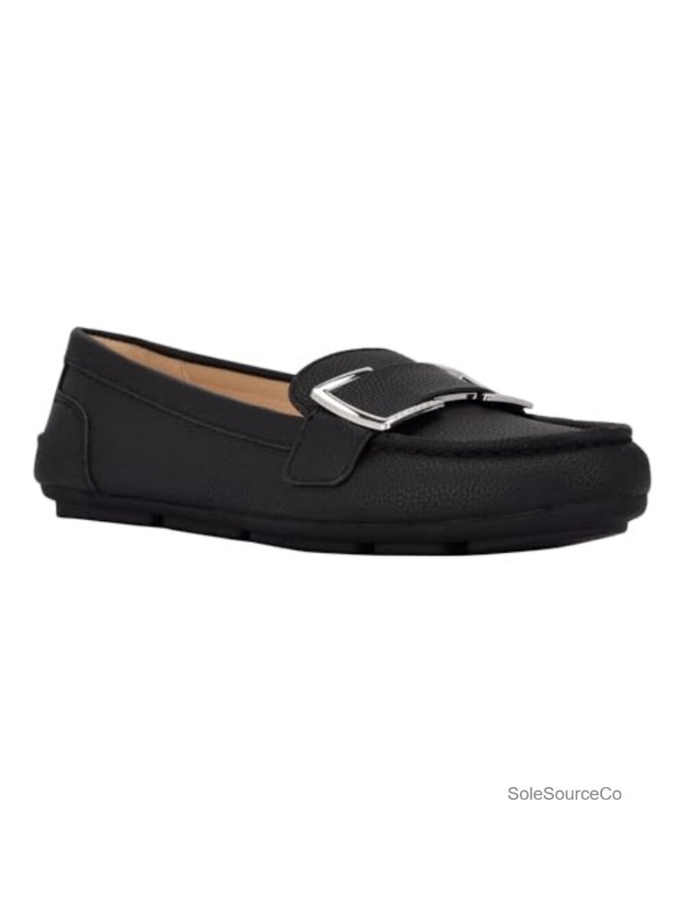 Faux Leather Round Toe Slip-On Driving Loafers Casual Buckle Detail